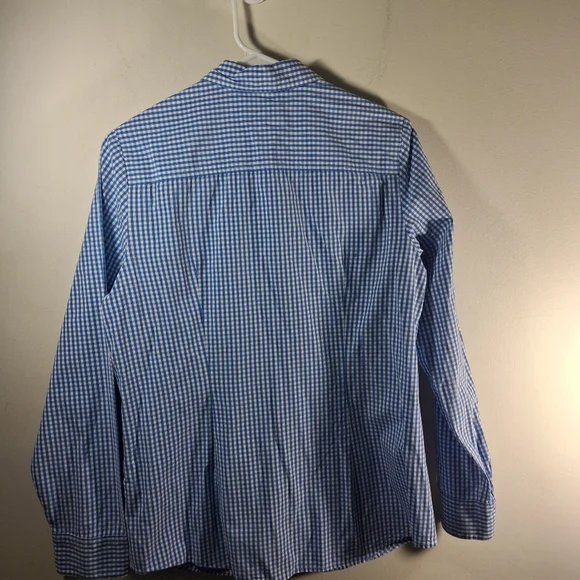 Vineyard Vines Women's Blue & White Checked Gingham  Button Down Blouse Size 10 - Picture 2 of 9